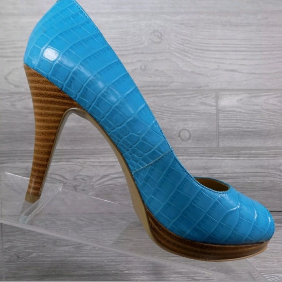 Nine West Croc Pattern Leather Heels 6.5M - Picture 3 of 8